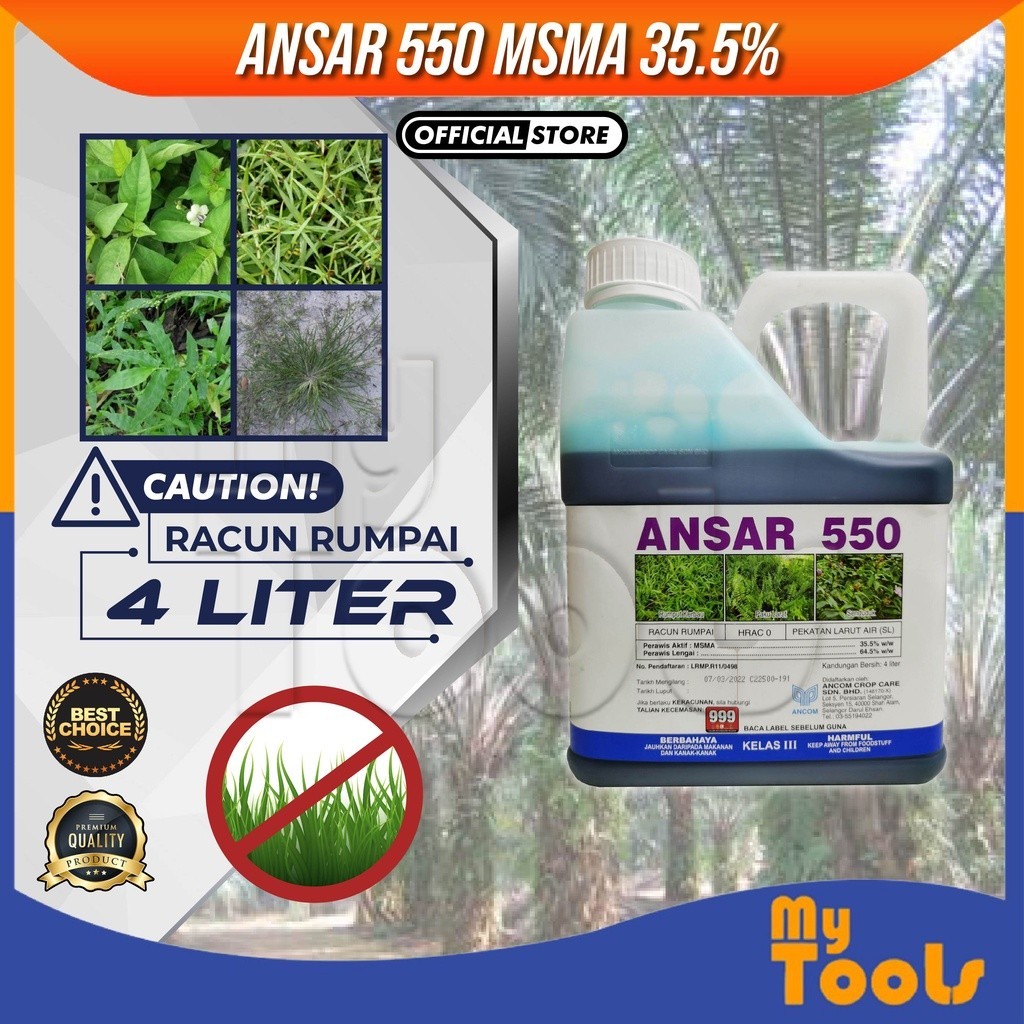 Mytools ANSAR 550 MSMA 35.5% 4 Liter Herbicide Weed Grass Killer Racun ...