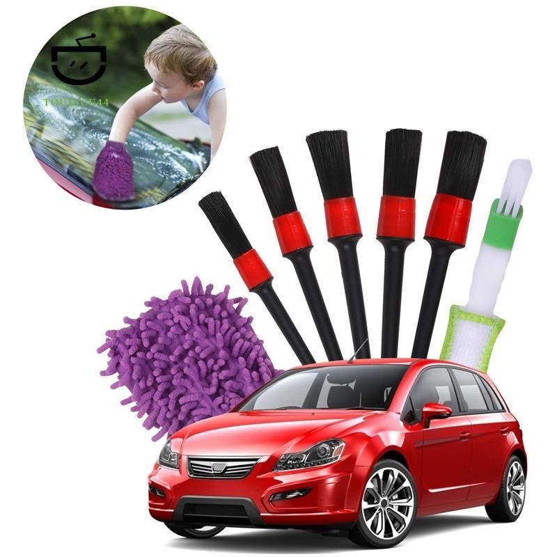 Car Detailing Brushes Set with Car Wash Mitt Automotive Detail