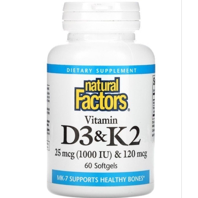 Natural Factors, Vitamin D3 & K2, 60 Softgels | Shopee Malaysia