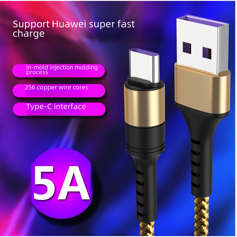 New usb Data Cable type-c Super Fast Charge 5a Braided Cable Metal ...
