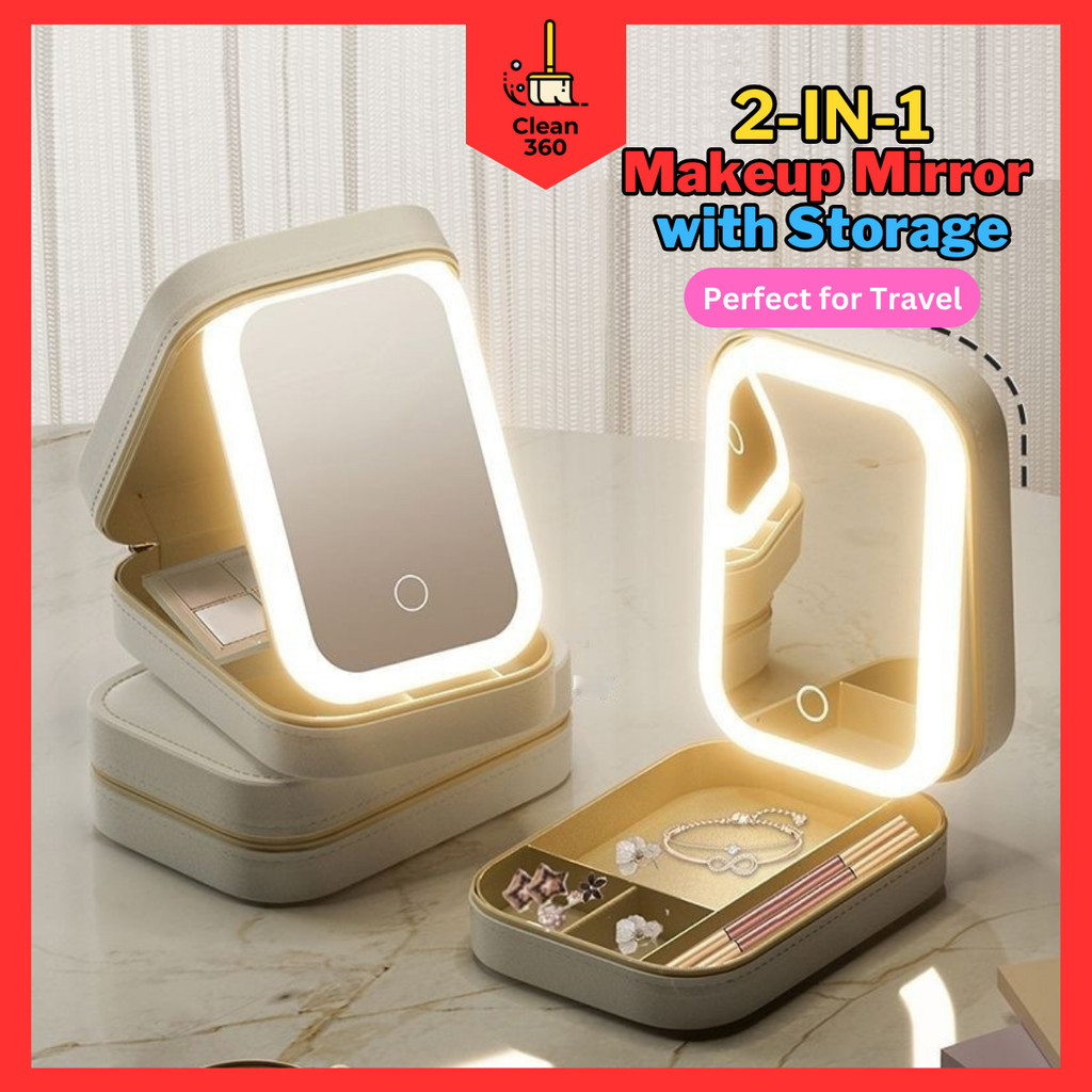 Smart LED Cosmetic Mirror Jewellery Box Organizer Jewelry Portable ...