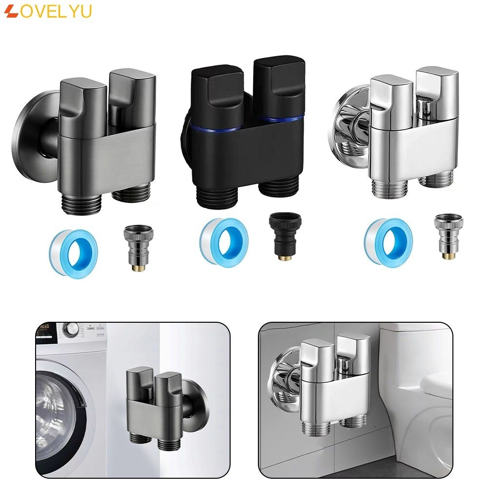 LOVELYU| G1/2 1 in two out double control washing machine faucet toilet ...