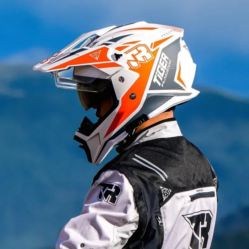 New Tiger Motorcycle Helmet Double Visor Full Face Helmet ATV ECE ...