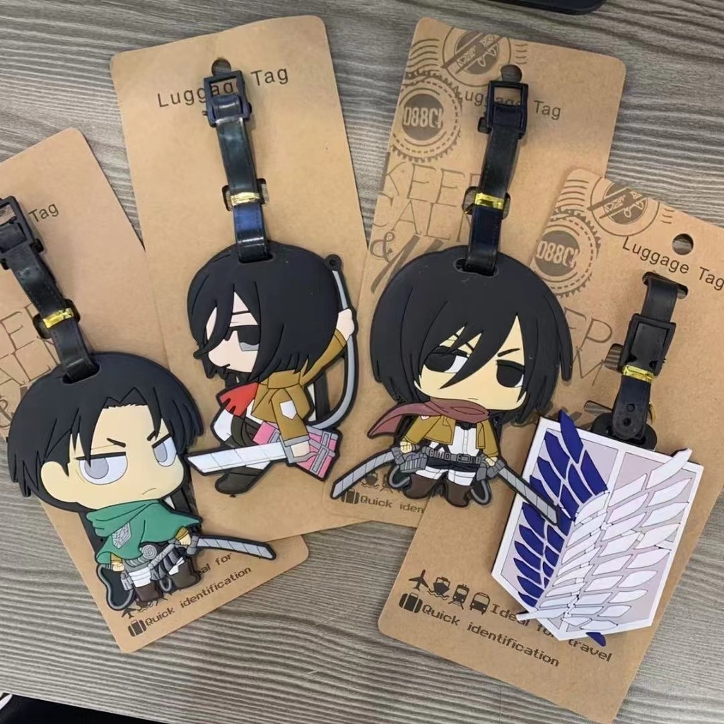 Attack on Titan LABUBU Cartoon Travel Luggage Tag pvc Gel Suitcase ID ...