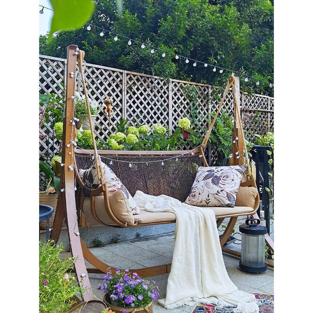 Swing Outdoor Courtyard Swing Hanging Chair Double Hammock Rocking ...