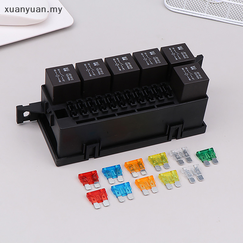 XUAN 12V Auto 11 Way Fuse Relay Control Fuse Box Block With 4 Pin Relay