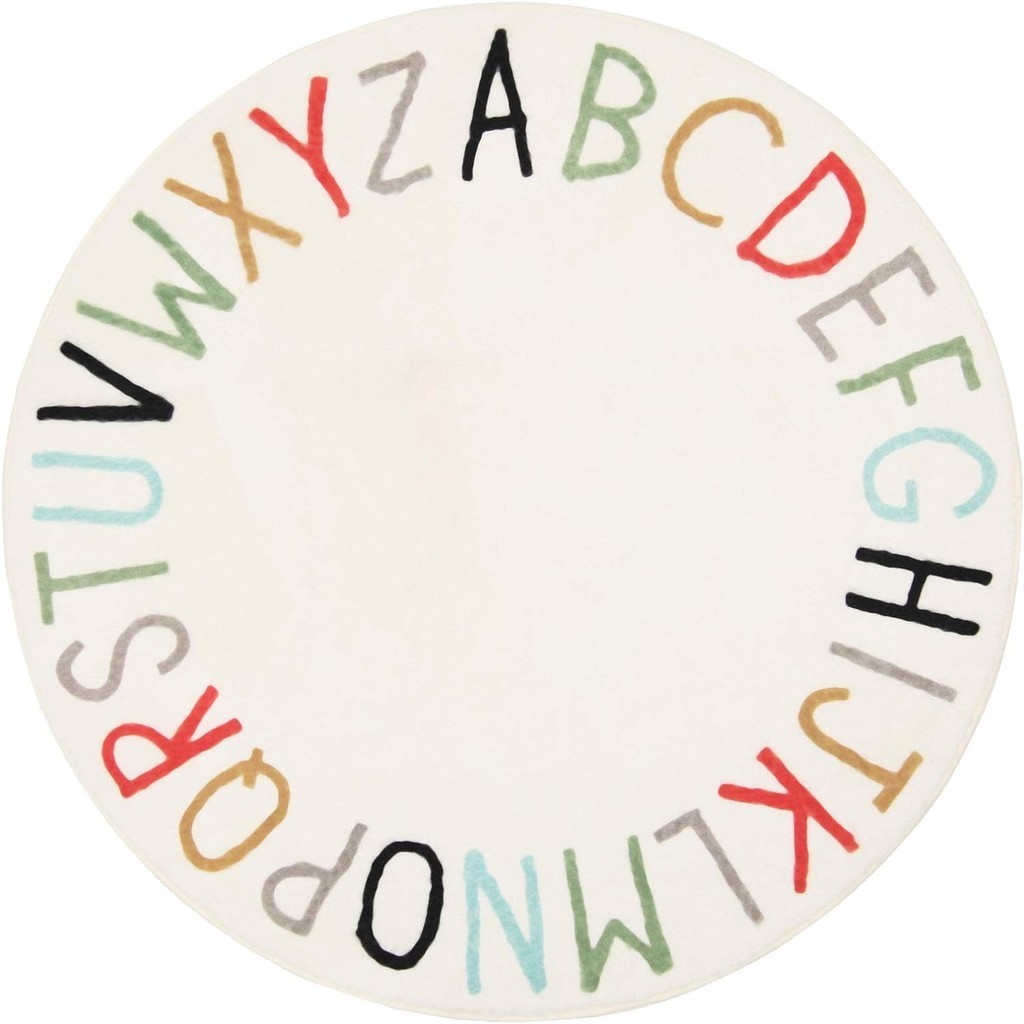 Round Kids Play Rug Alphabet Nursery Area Rug Extra Large Soft Crawling ...