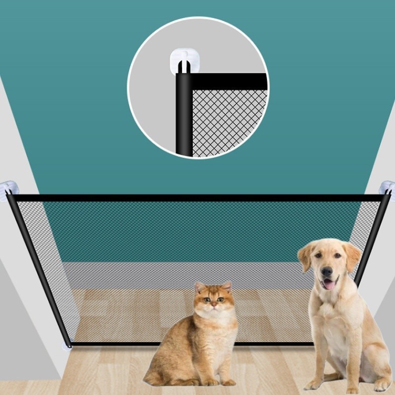 Portable Folding Mesh Door Barrier Pet Safety Gate Fence Pet Dog Cat