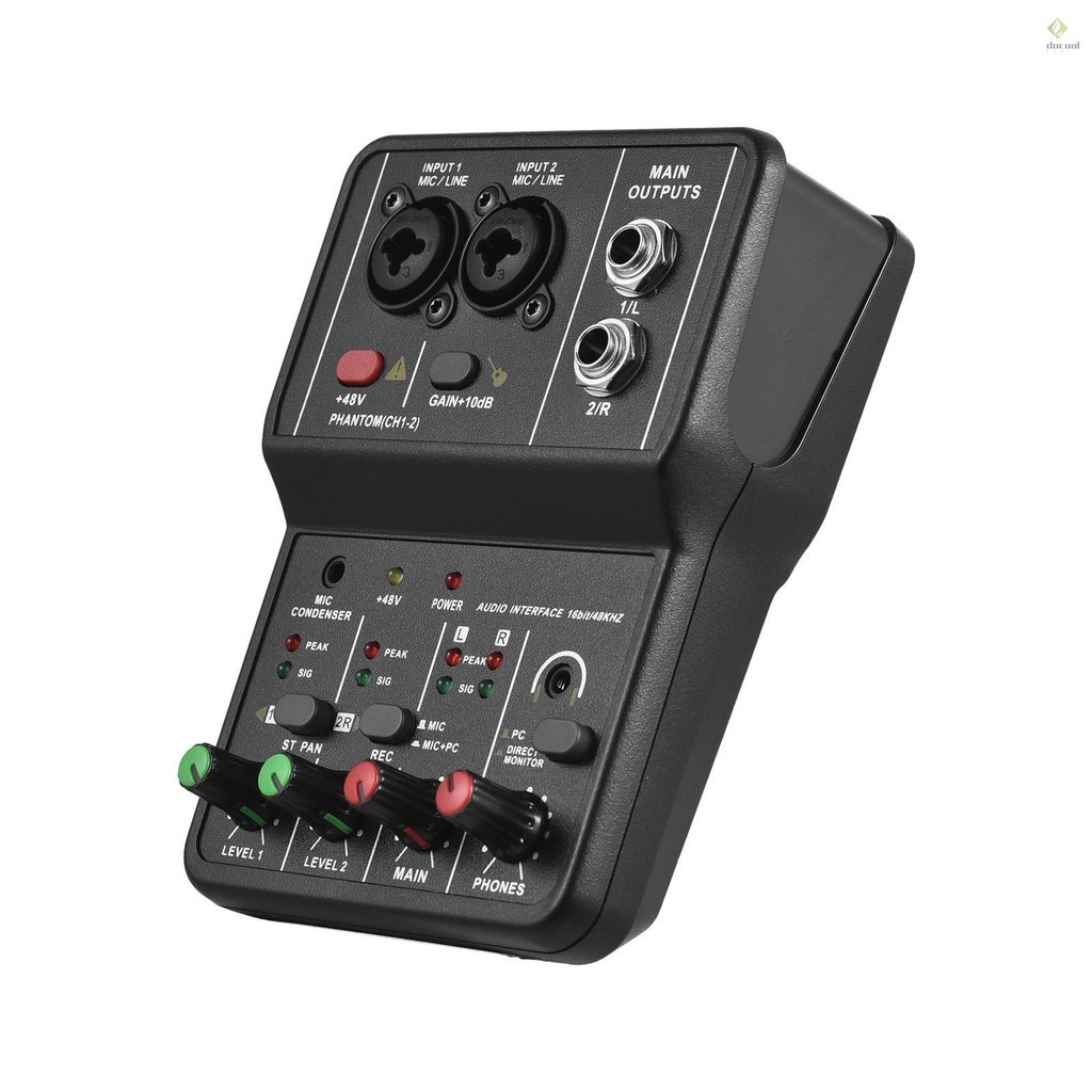 Audio Interface Professional Recording Sound Card 16bit/48kHz Mini USB ...