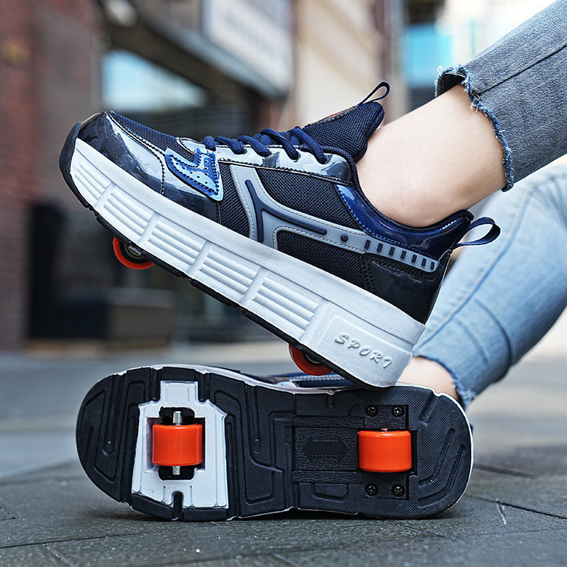 Ready Stock Children's Runaway Shoes Roller Skates Double Roller Skates
