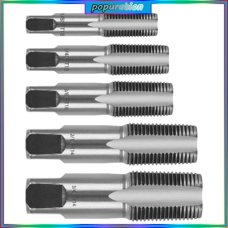 POP NPT Tap Set 5Piece CarbonSteel Thread 1 8 1 4 3 8 1 2 and 3 4 ...