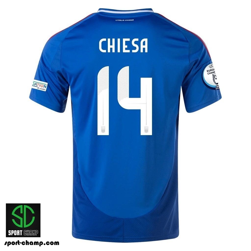 adidas Italy Federico Chiesa Away Jersey w/ Euro 2024 Patches 24/25 (Blue)