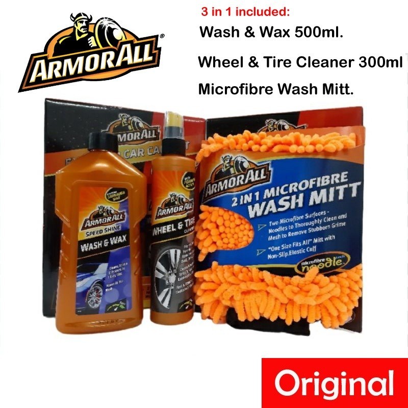 Official Armor All Exterior Car Care Kit 3 In 1 Wash & Wax 500ml ...