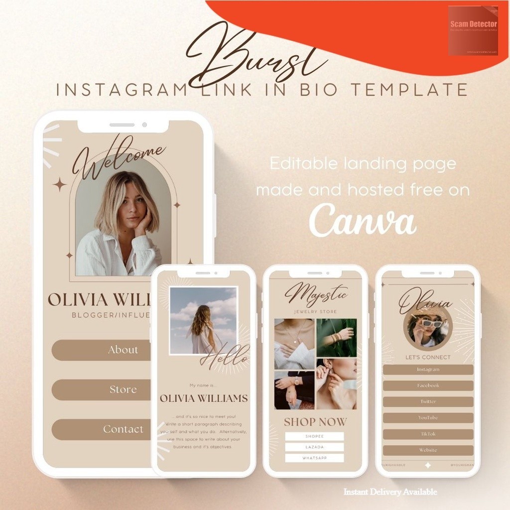 Burst Link in Bio Template Canva Instagram Landing Page | Shopee Malaysia