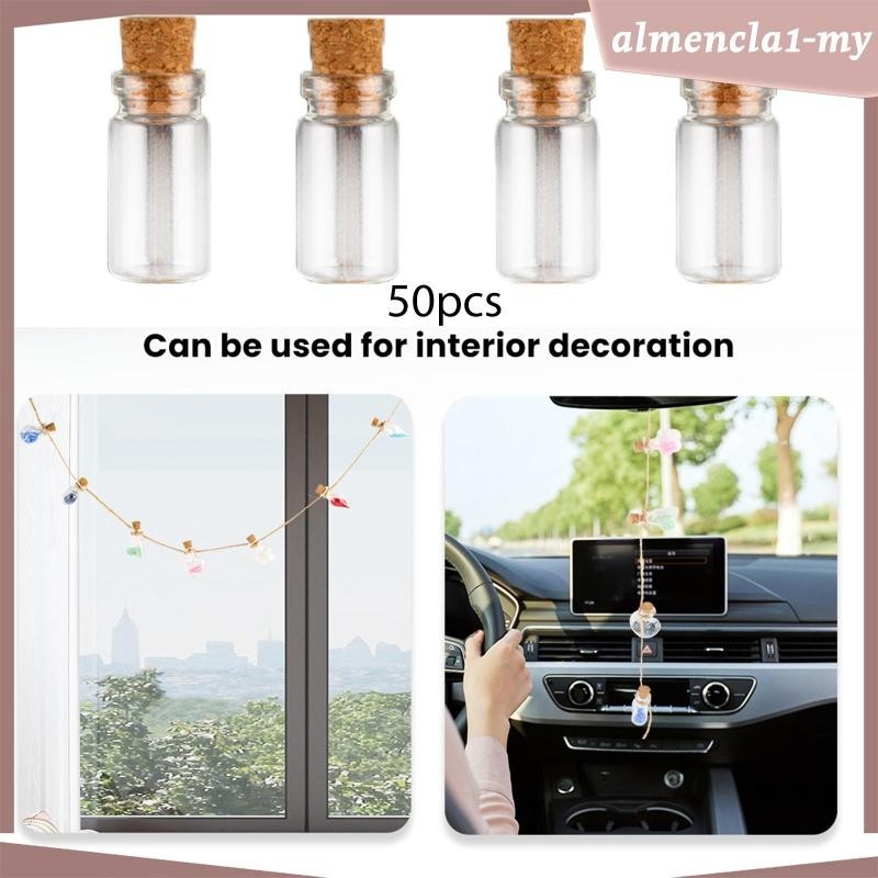 [AlmenclaabMY] 50x Mini Glass Bottles with Cork Stoppers Transparent ...