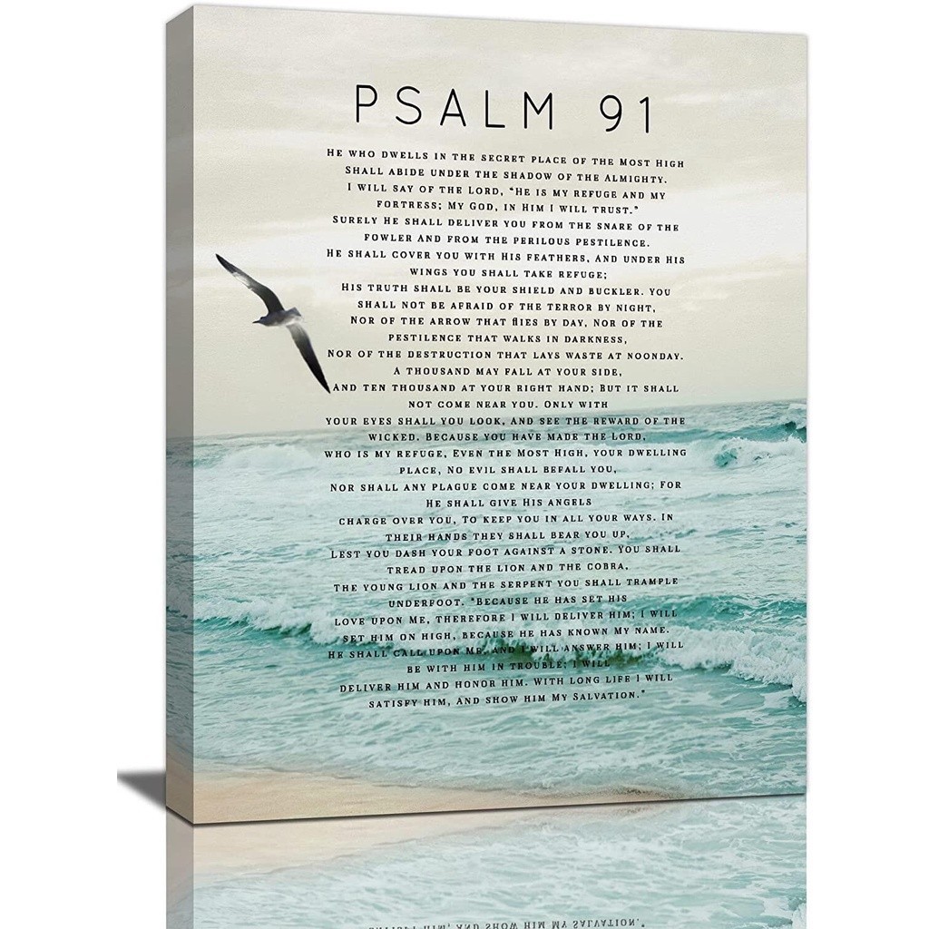 Psalm 91 Wall Art Scripture Wall Decor Bible Verse Canvas Prints ...
