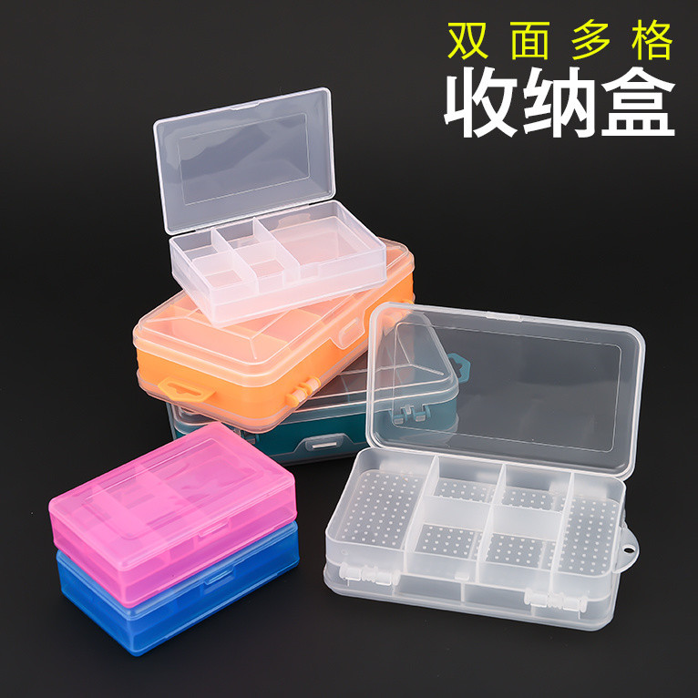 Double-sided Multi-Grid Transparent Storage Box Portable Jewelry Box ...