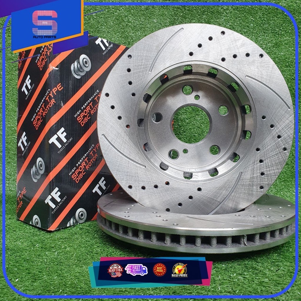 ORIGINAL TF SLOTTED & DRILLED DISC ROTOR - TOYOTA ESTIMA ACR50/VELLFIRE ...