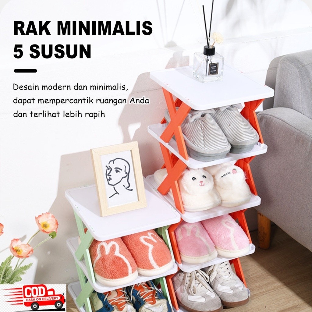 5 Tier Shoe Rack / Sandal Shoe Holder / Portable Shoe Rack PP Plastic ...