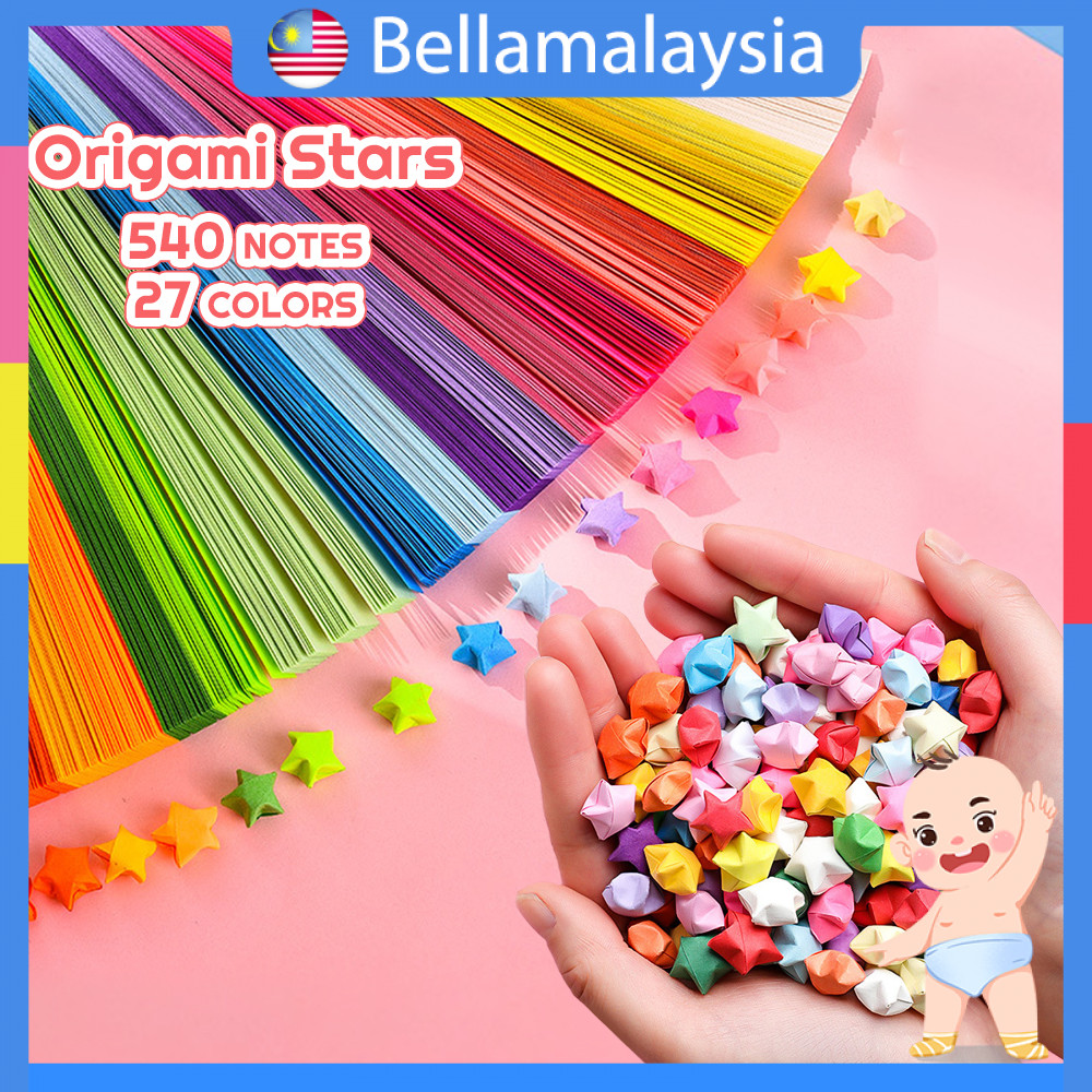 Bella 540PCS Star Paper Strips Lucky Star Paper Handcraft Origami Paper ...