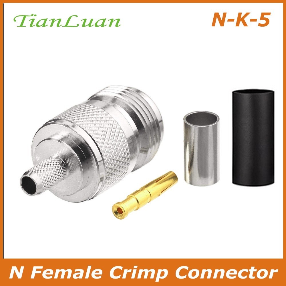 Crimp Connector N Female Type Jack Coax Straight RF Coaxial Connectors ...