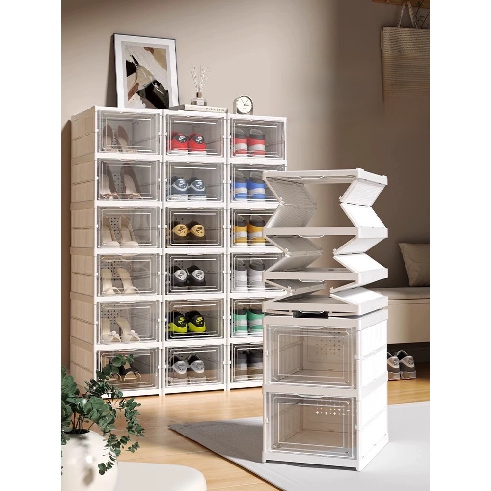 Shoe Boxes Stackable Transparent - Shoe Organiser Plastic Shoe Rack ...