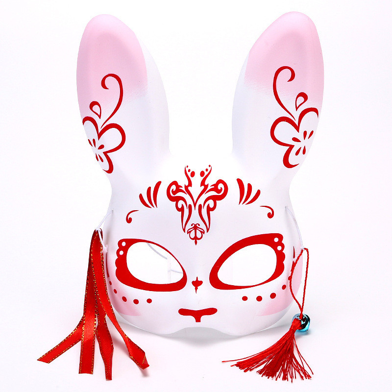 Rabbit Mask Japanese Style Half Face Masks Foxes Bunny Cosplay Props ...