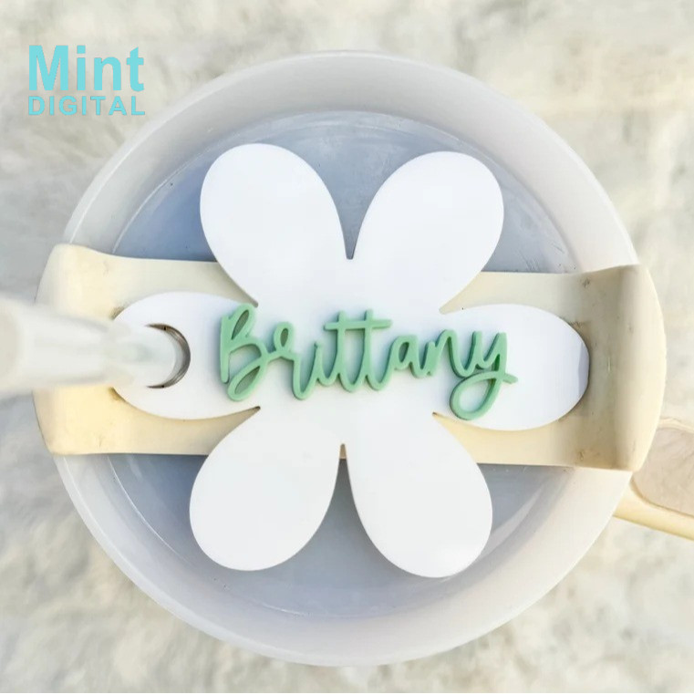 Custom Stan ley Name Plate Personalized Flower Tumbler Nameplate for ...