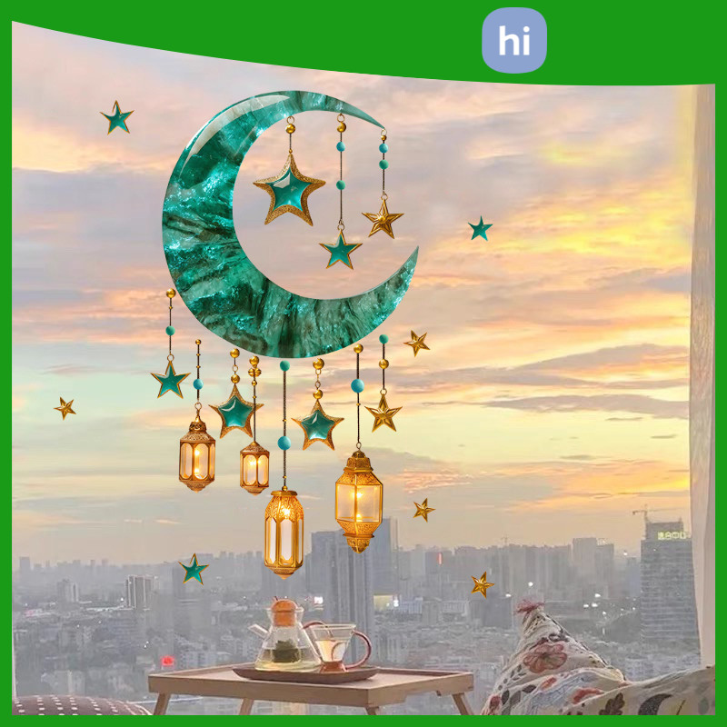 HI HOMES Ramadan Stars Moon Decorative Window Stickers Eid Mubarak ...