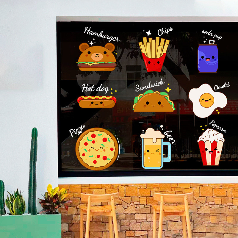 Burger Shop Pizza Shop Western Restaurant Shop Decoration Glass Window ...