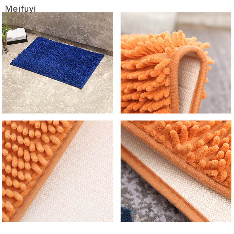 [Meifuyi] Chenille Striped Bathroom Rug Mat Extra Thick Absorbent Bath ...
