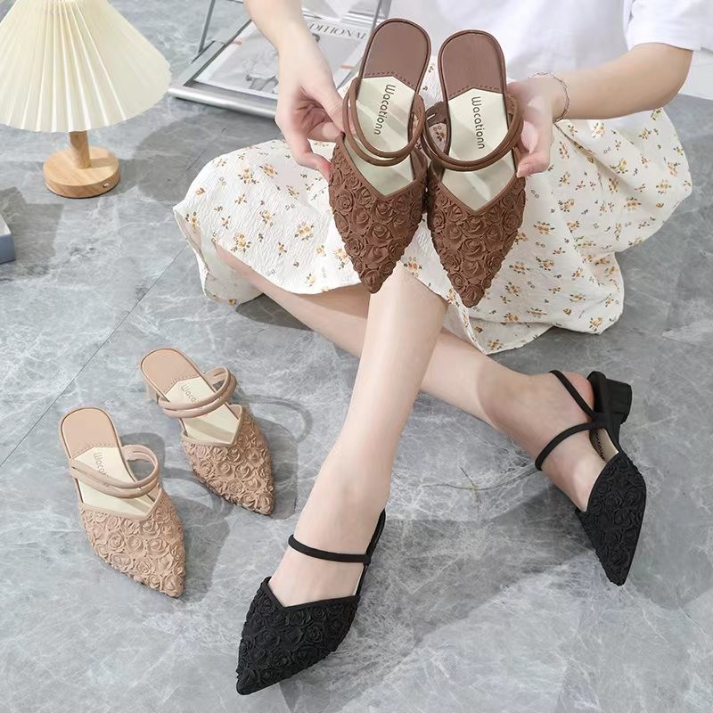 Women's new pointy sandals for spring/Summer 2024 | Shopee Malaysia