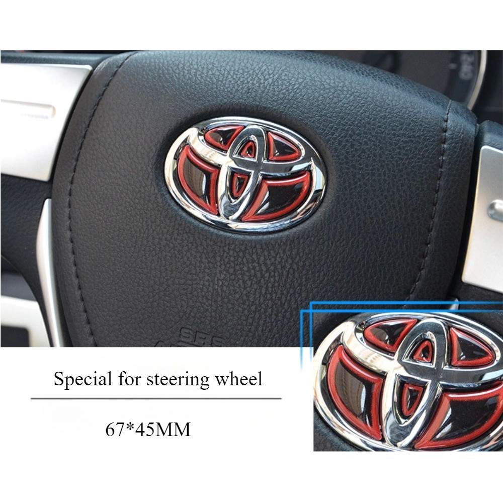 Toyota Steering Wheel Logo 3D Modified Car Decoration Sticker 67*45MM ...
