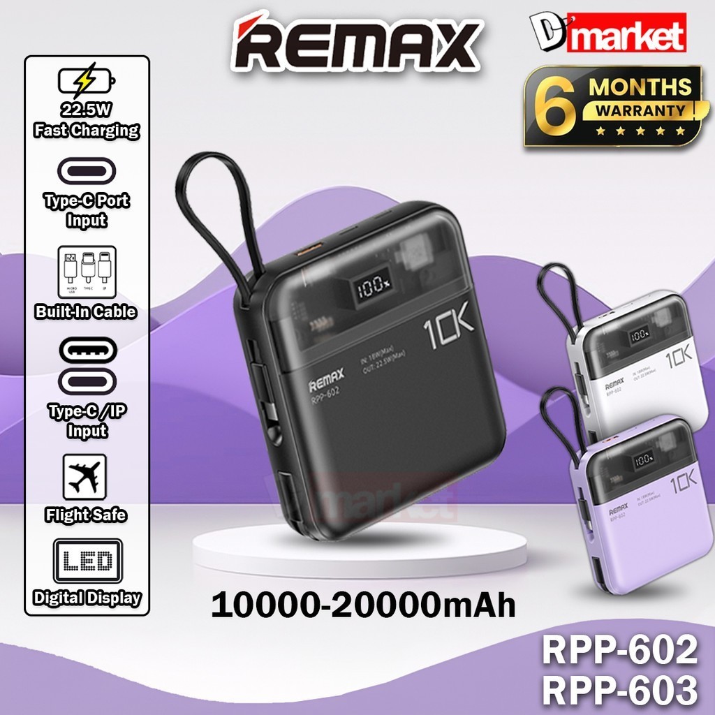 Remax RPP-602 10000mAh Powerbank 22.5W Fast Charging Power Bank Remax ...