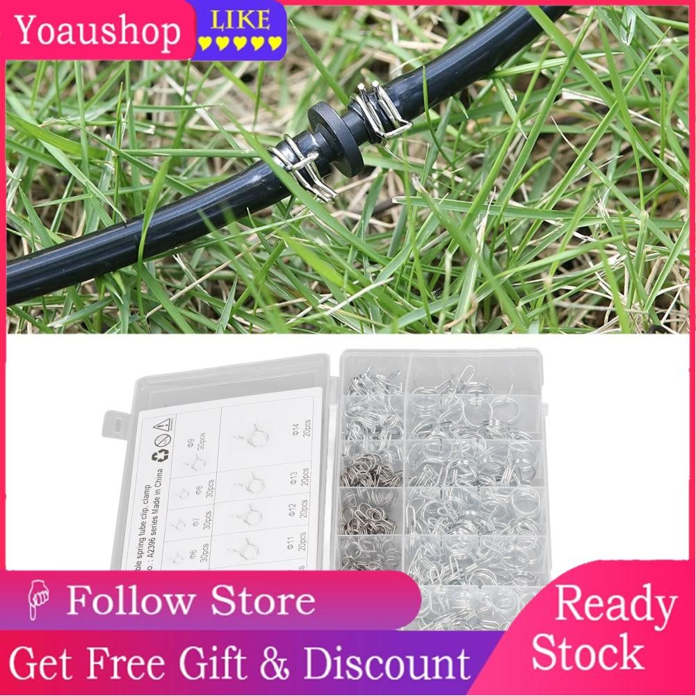 Yoaushop 250pcs Double Wire Irrigation Hose Clamp Spring Clip for Water ...