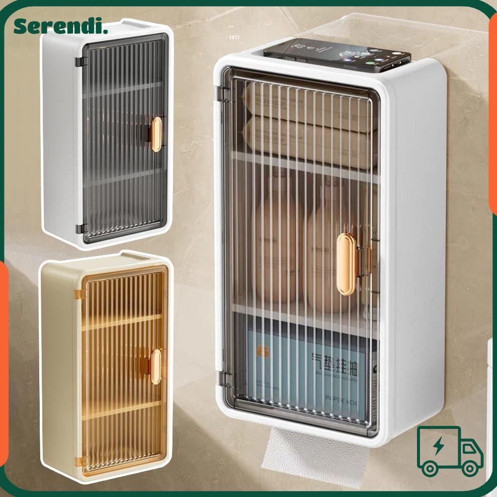 SERENDI Storage Box, Integrated Wall-mounted Tissue Box, 3-Compartment ...