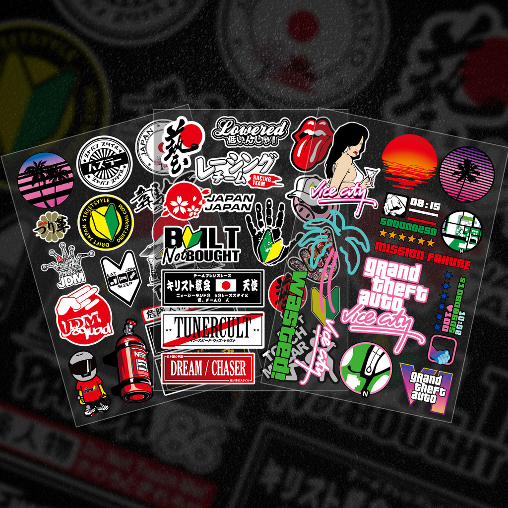 SET /JDM Helmet Waterproof Sticker for motorcycle bike Scooter Side ...