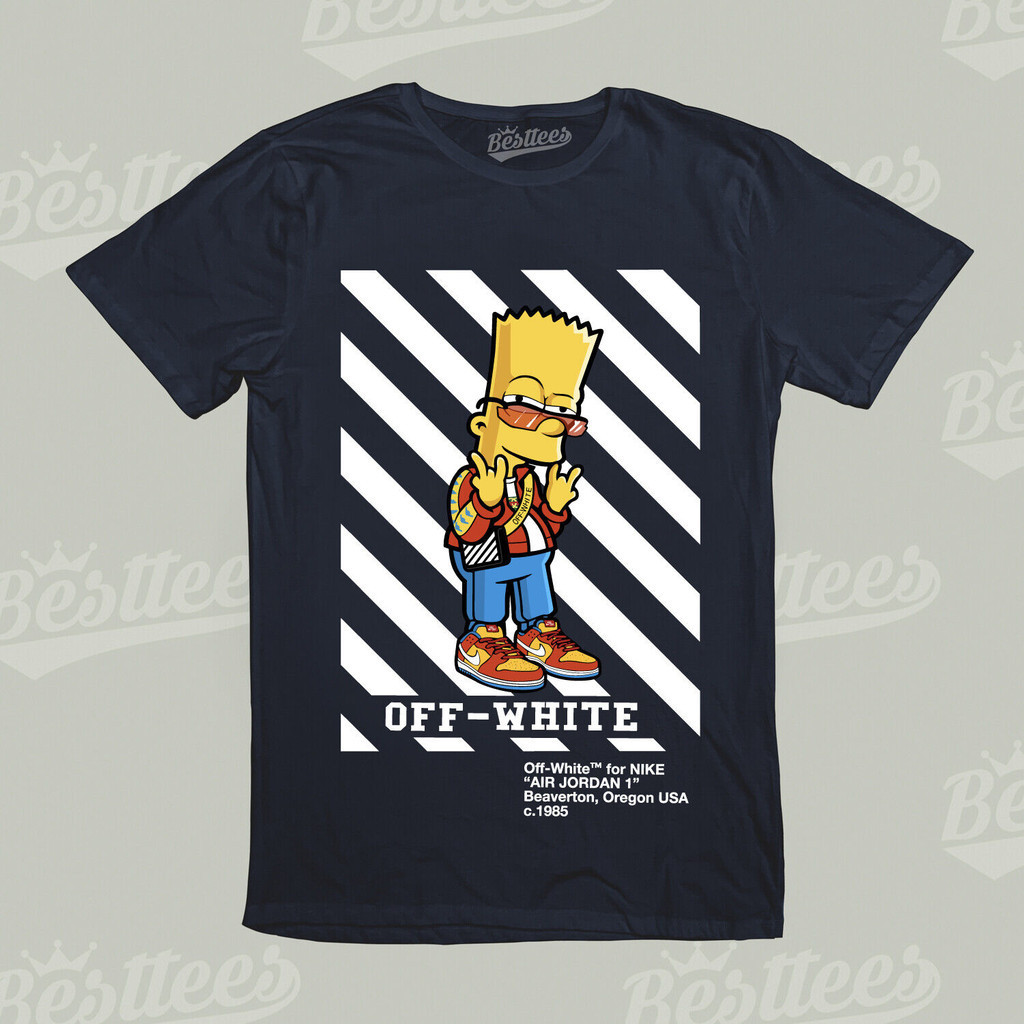 Bart Off White Simpson Stripe Adventures Classic Cartoon Funny Graphic 