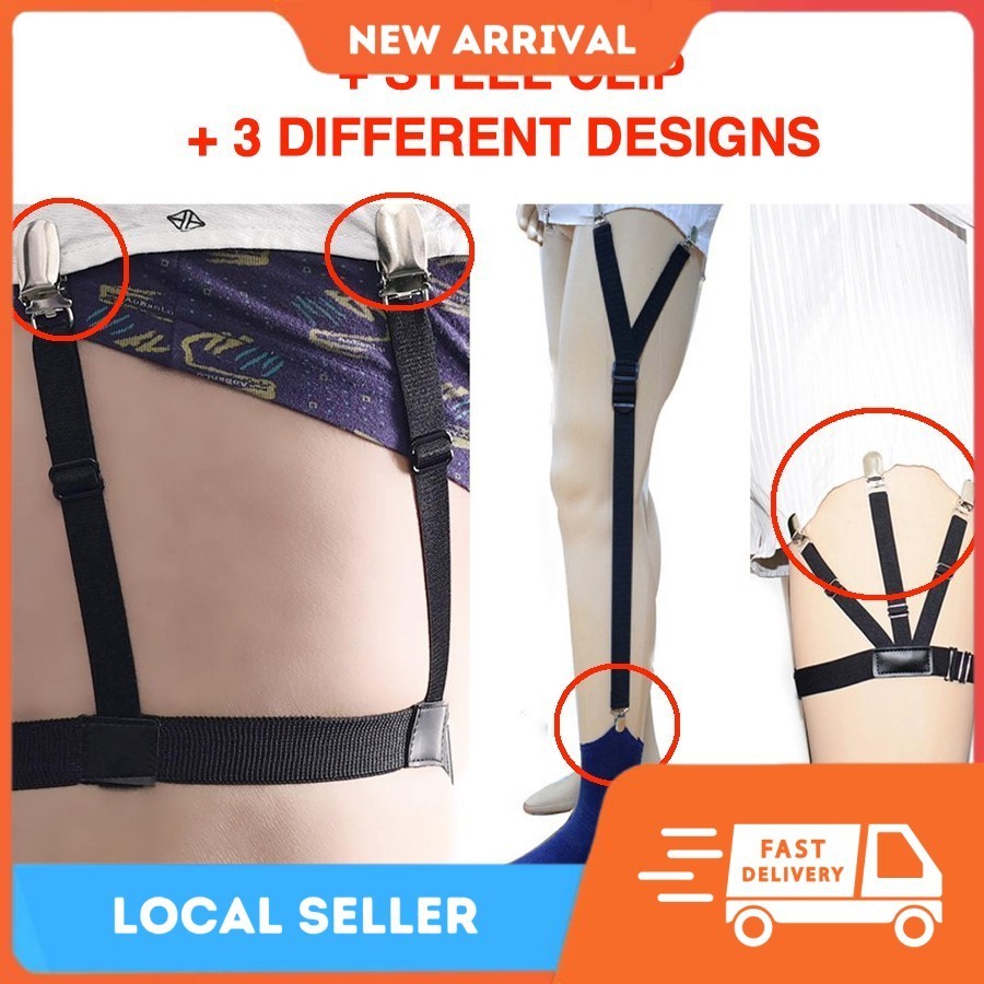 2pc Tie Shirt Stay Unisex Shirt Suspender Men Women Elastic Elastic Braces Thigh Shirt Garter Belt Strap Strapper Shopee Malaysia