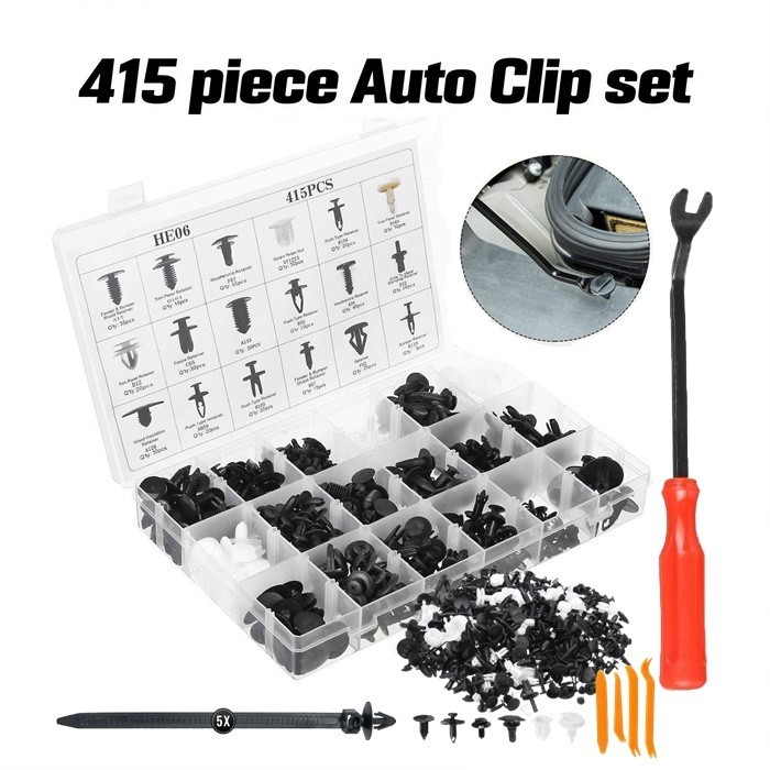 Malaysia 415pc klip Trim Kit Car Push Pin Rivet Bumper Pintu Penahan