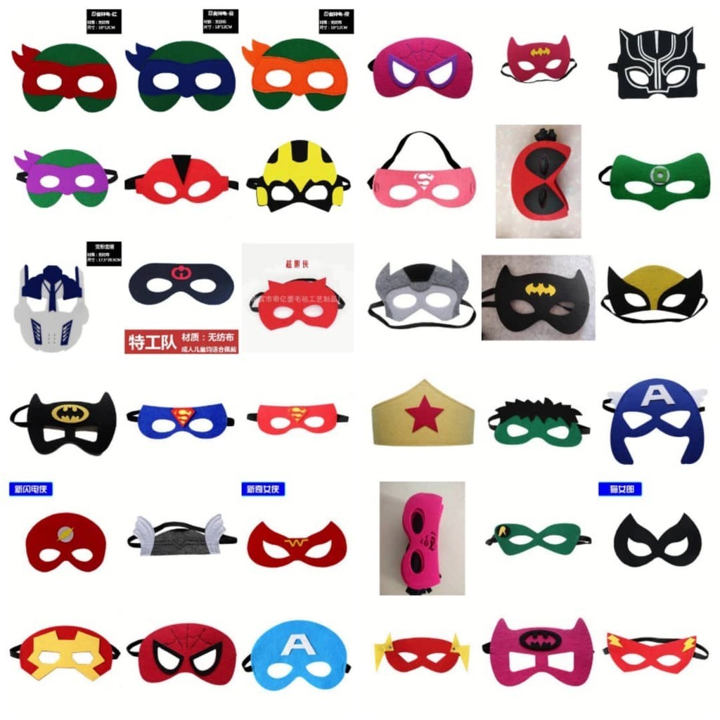 Topeng Avenger, Superhero Felt Mask Party Gift Hulk Batman Spiderman