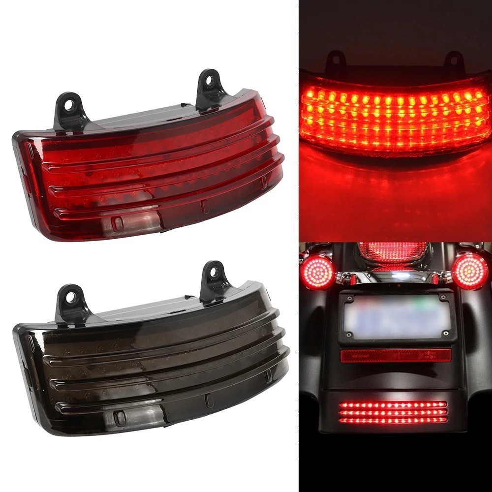 LED Brake Tail Light With Turn Signals For Harley Motorcycles - Smoke Lens Rear Fender Light