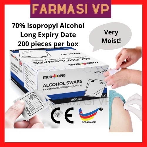 Medtopia Alcohol Swabs Alkohol Tisu Alcohol Pad Swab 200 Keping 70 Isopropyl Alcohol 1214