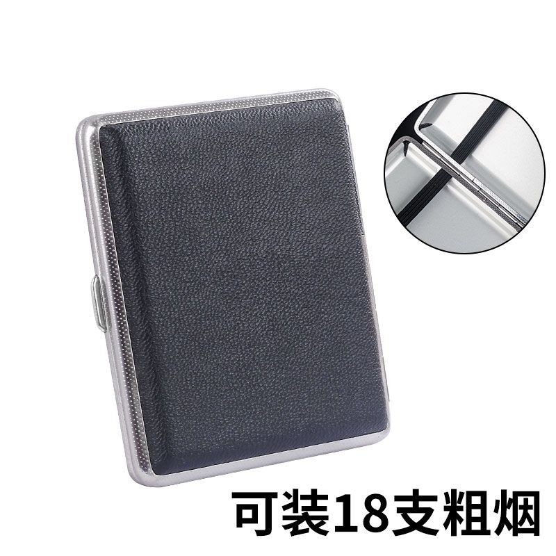 Leather Black Elastic Portable Cigarette Case Men's Ultra-Thin Portable  Flip Storage Box Creative Unique Leather Metal Storage Cigarette Case Gift
