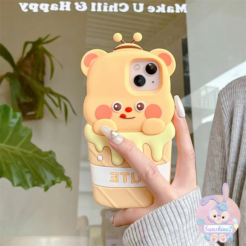 3D Stereoscopic Silicone Super Protection Casing Cute Ice Cream Bear ...