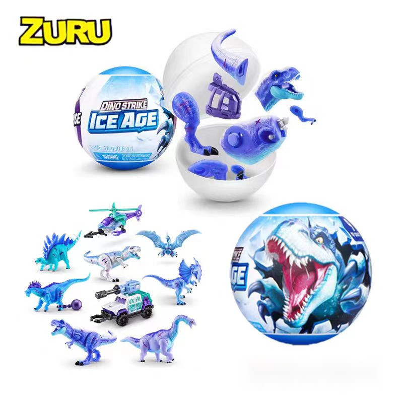 New ZURU Five Times Surprise Egg Ice Age Dinosaur Egg Ball Boys Blind ...