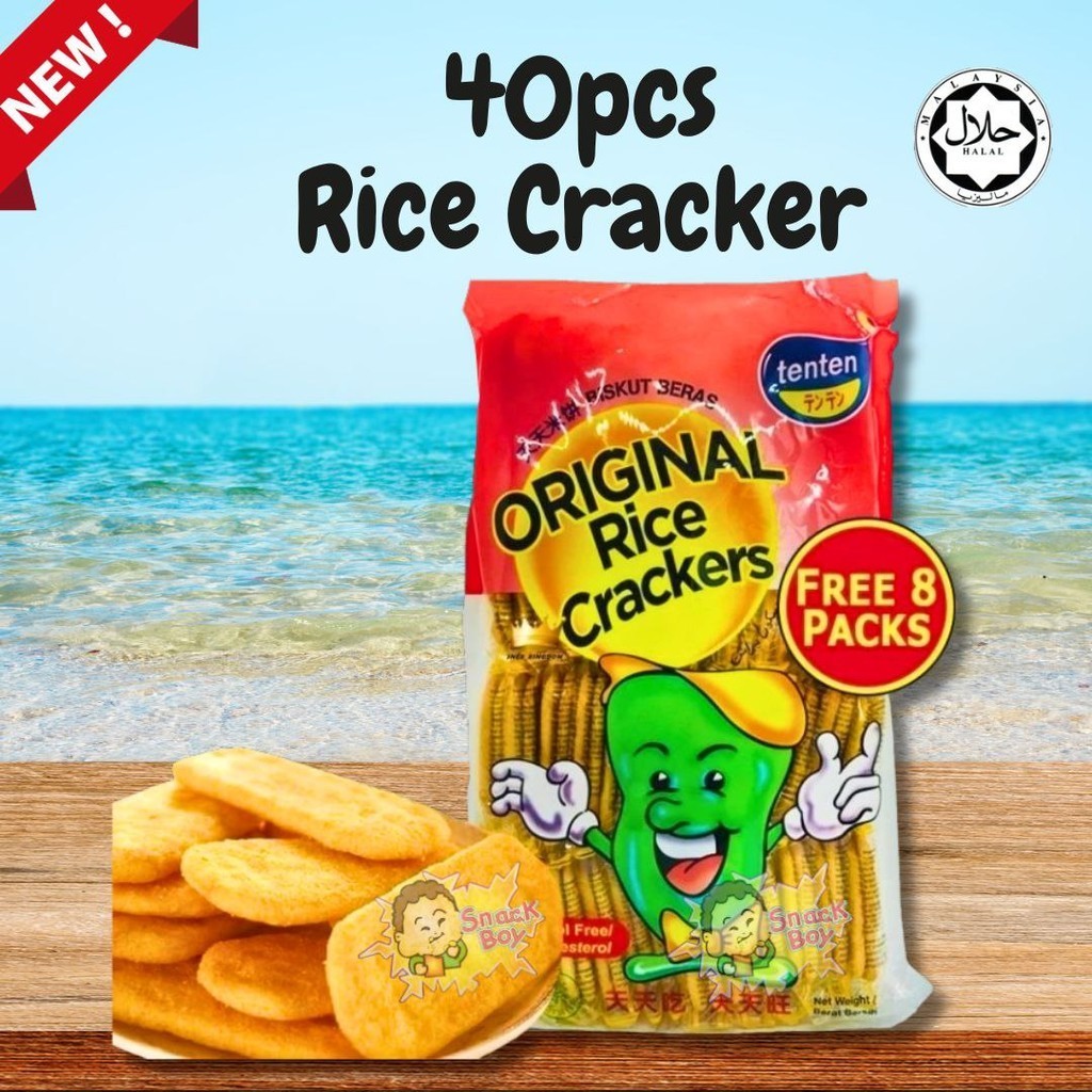 Ten Ten Rice Crackers 40pcs + 8pcs (foc) 408g Vegeterian 天天米饼 Biskut ...