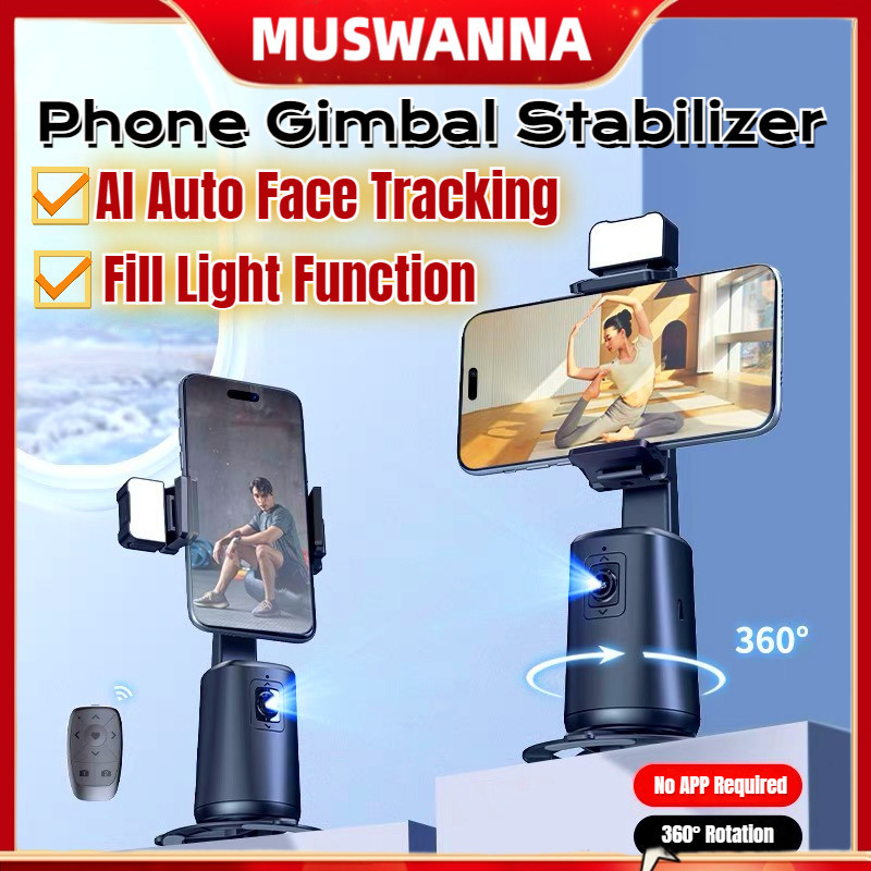 READY 360° Rotating AI Face Tracking Phone Gimbal Stabilizer Bluetooth ...
