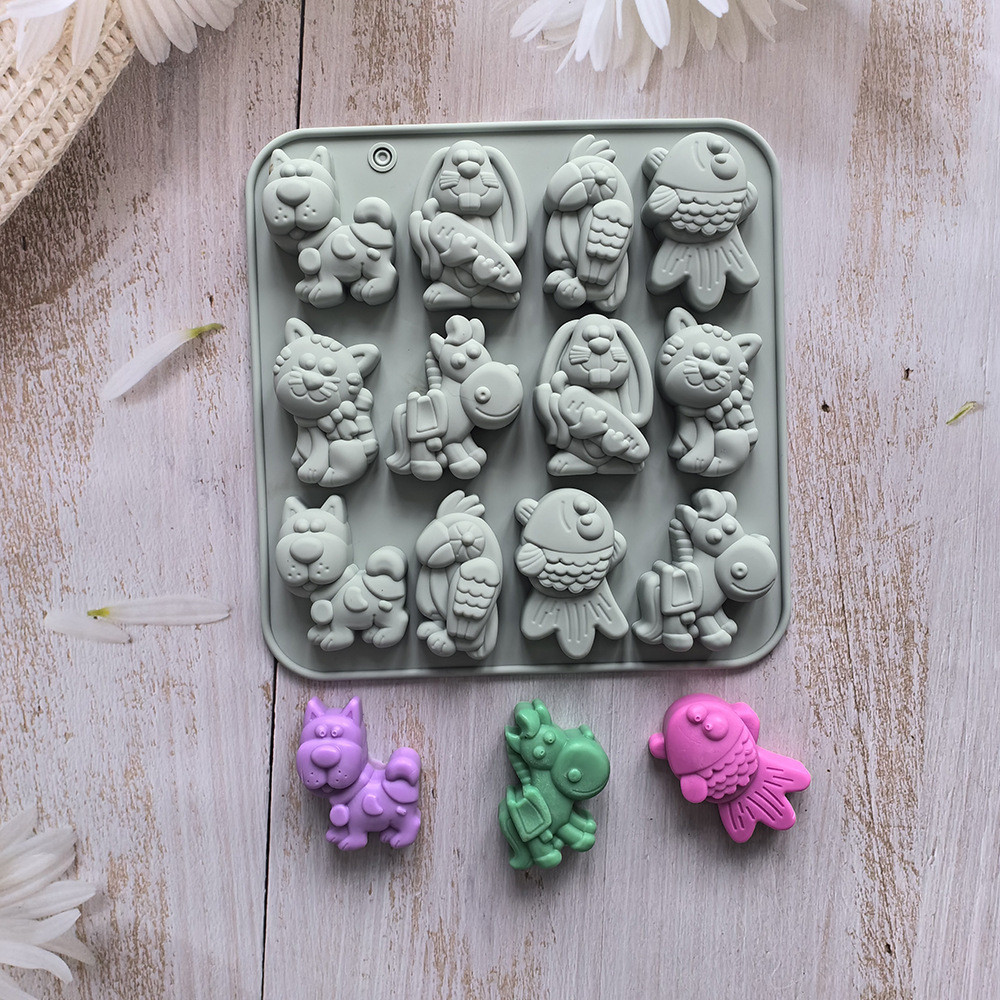 12Cavity Cartoon Animal Shape Silicone Mold Chocolate Mold DIY Dessert