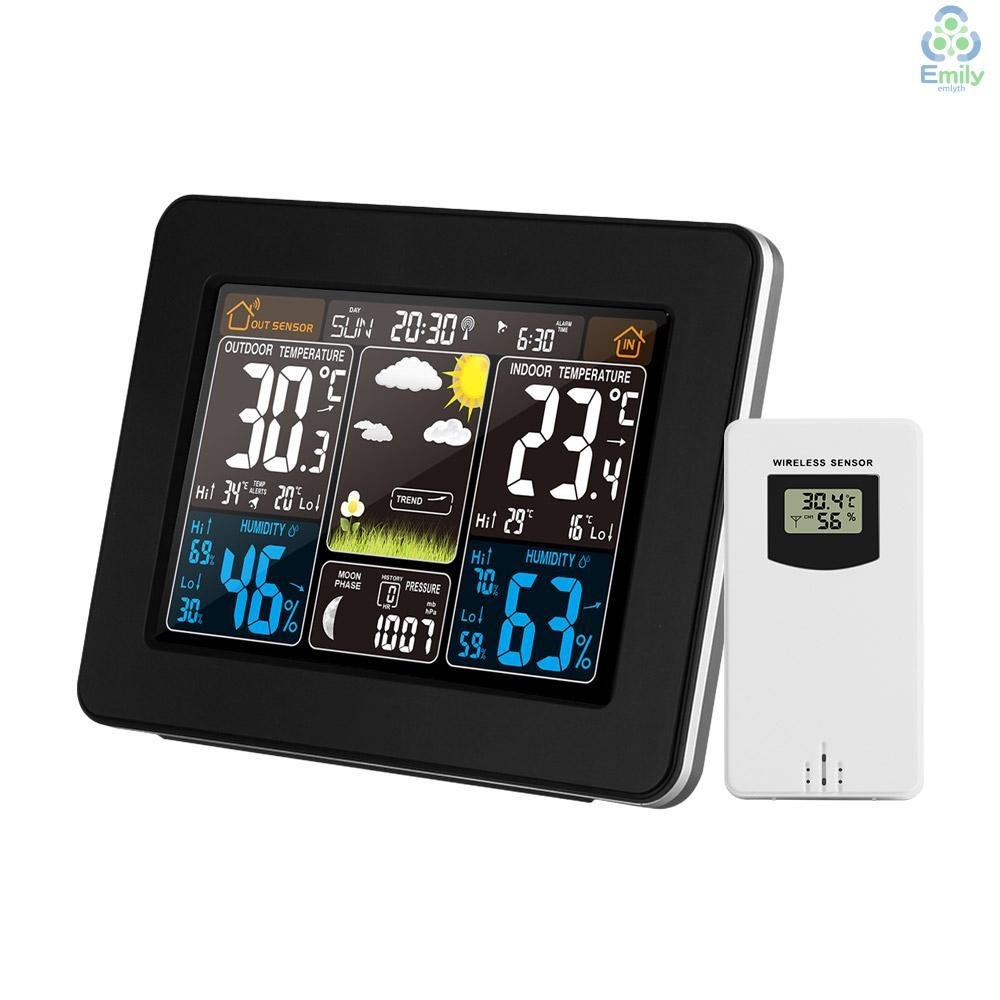 Color Weather Station Indoor/Outdoor Temperature Humidity Barometer ...